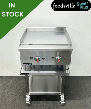 NEW Foodsville Saver Plus 600mm Heavy Duty Chrome Top Countertop Griddle, On Mobile Stand - Available On Natural Gas Or LPG