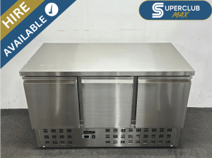 SuperClub MAX Hire: NEW Foodsville Lite 3 Door Flat Top Counter Fridge