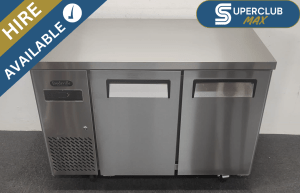 SuperClub MAX Hire: NEW Foodsville Lite 2 Door Worktop Counter Fridge, On Wheels