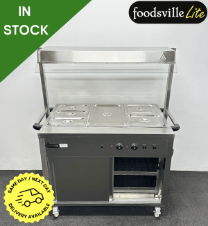 NEW Foodsville Lite 3 x 1/1 GN Wet Well Bain Marie & Hot Cupboard With Heated Overgantry, On Wheels - Includes G/N Containers!