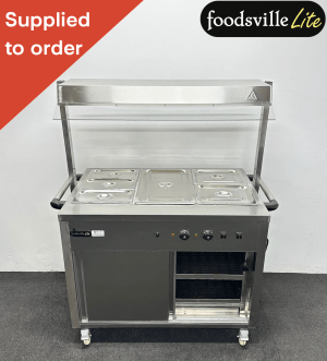 NEW Foodsville Lite 3 x 1/1 GN Wet Well Bain Marie & Hot Cupboard With Heated Overgantry, On Wheels - Includes G/N Containers!