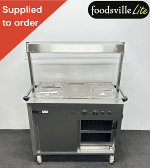 NEW Foodsville Lite 3 x 1/1 GN Wet Well Bain Marie & Hot Cupboard With Heated Overgantry, On Wheels - Includes G/N Containers!
