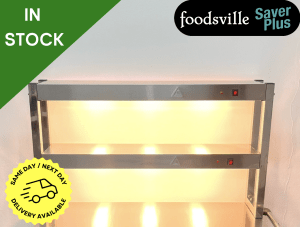 NEW Foodsville Saver Plus 1200mm Stainless Steel Double Heated Overgantry – 13 Amp Plug In & Go!