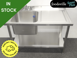 NEW Foodsville Saver Plus 1200mm Stainless Steel Single Bowl Sink With Undershelf - Right Hand Drainer. Includes Taps!