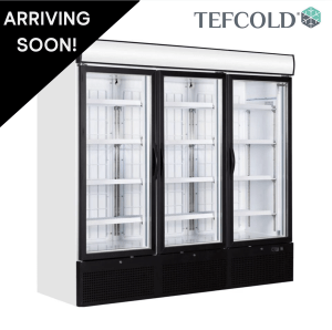 Hardly Used Tefcold 2060mm Upright Triple Glass Fronted Display Fridge, On Wheels