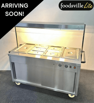 NEW Foodsville Lite 3 x 1/1 GN Wet Well Bain Marie & Hot Cupboard With Heated Overgantry, On Wheels - Includes G/N Containers! (4 x 1/1 GN Model Shown)