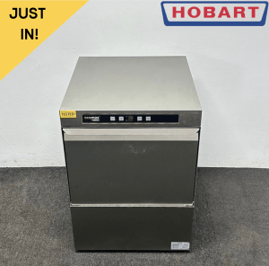 Used Hobart EcoMax 500mm Basket Dishwasher With Drain Pump – Single Phase Hard Wired Electric