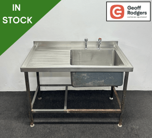 Used 1215mm Stainless Steel Single Bowl Sink - Left Hand Drainer. Includes Taps!