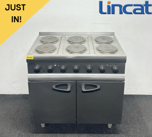 Used Lincat 900mm Stainless Steel 6 Ring Cooker With Oven - 3 Phase Electric