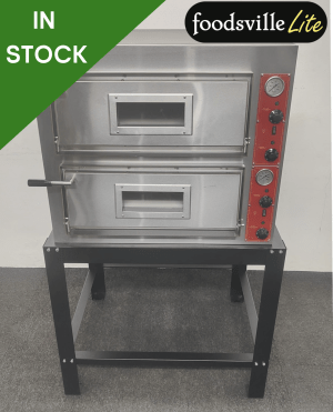 NEW Foodsville Lite 975mm 4+4 Double Stone Deck Pizza Oven, On Stand - Three Phase Electric
