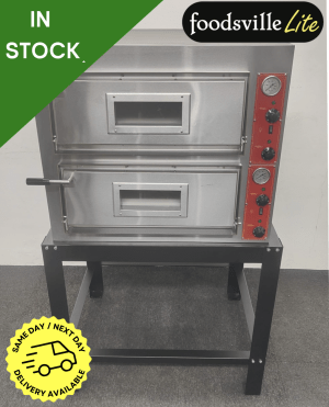NEW Foodsville Lite 975mm 4+4 Double Stone Deck Pizza Oven, On Stand - Three Phase Electric