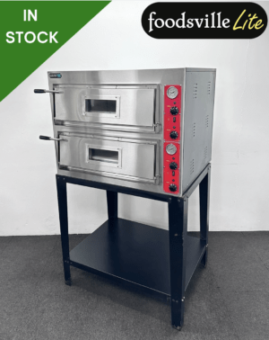 NEW Foodsville Lite 975mm 4+4 Double Stone Deck Pizza Oven, On Stand - Single Phase Hard Wired Electric