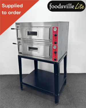 NEW Foodsville Lite 975mm 4+4 Double Stone Deck Pizza Oven, On Stand - Single Phase Hard Wired Electric