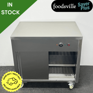 NEW Foodsville Saver Plus 900mm Stainless Steel Double Shelved Hot Cupboard, On Wheels