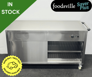 NEW Foodsville Saver Plus 1500mm Stainless Steel Double Shelved Hot Cupboard, On Wheels