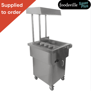 NEW Foodsville Saver Plus 640mm Stainless Steel Freestanding Chip Dump/Scuttle, On Wheels