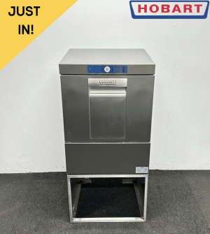 Used Hobart FXS-10A 500mm Basket Dishwasher With Drain Pump, On Stand – Three Phase Electric