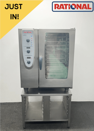 Used Rational Combimaster Centre 10 Grid Steam Combi Oven On Racking Stand - 3 Phase Electric