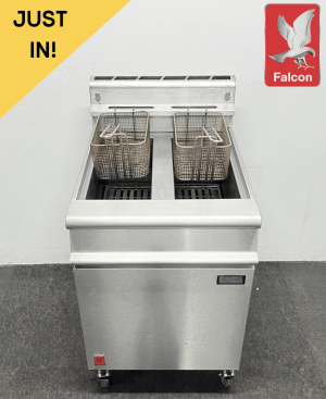 Used Falcon Dominator Twin Tank Twin Basket Fryer, On Wheels - Natural Gas
