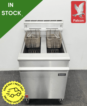 Used Falcon Dominator Twin Tank Twin Basket Fryer, On Wheels - Natural Gas