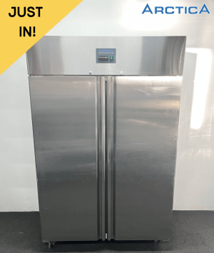 Used Arctica 1240L Double Door Upright Stainless Steel Freezer, On Wheels