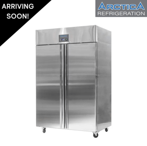 Used Arctica 1240L Double Door Upright Stainless Steel Freezer, On Wheels