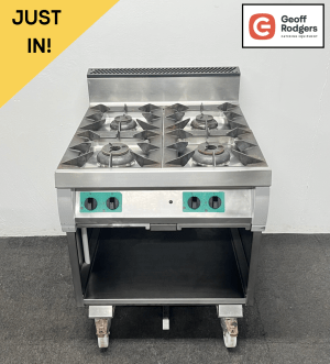 Used Heavy Duty Four Burner Gas Range, On Wheels - Natural Gas