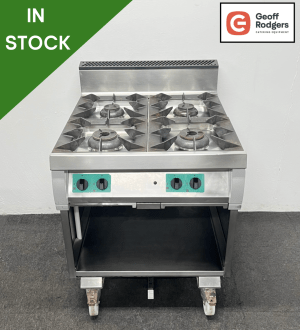 Used Heavy Duty Four Burner Gas Range, On Wheels - Natural Gas