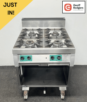 Used Heavy Duty Four Burner Gas Range, On Wheels - Natural Gas