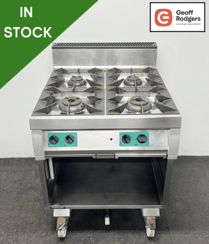 Used Heavy Duty Four Burner Gas Range, On Wheels - Natural Gas