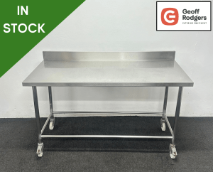 Used 1500mm Heavy Duty Stainless Steel Centre Table, On Wheels
