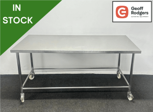 Used 1800mm Heavy Duty Extra Deep Stainless Steel Centre Table, On Wheels