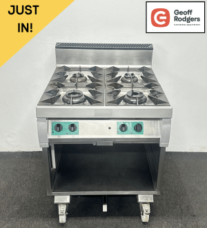 Used Heavy Duty Four Burner Gas Range, On Wheels - Natural Gas