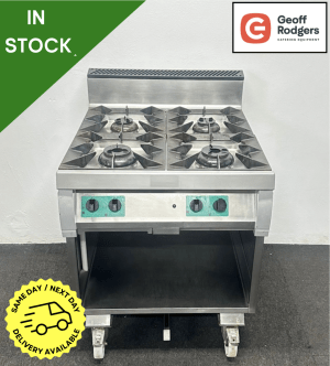 Used Heavy Duty Four Burner Gas Range, On Wheels - Natural Gas