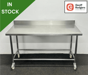Used 1500mm Heavy Duty Stainless Steel Centre Table, On Wheels