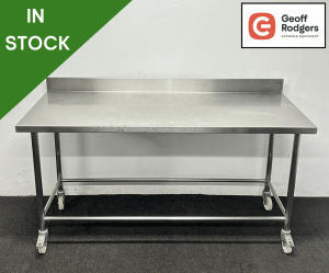 Used 1650mm Heavy Duty Stainless Steel Centre Table, On Wheels