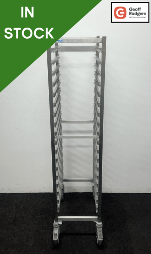 Used 385mm Stainless Steel Mobile Racking Trolley – G/N Compatible!