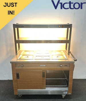 Used Victor 3 x 1/1 GN Dry Heat Bain Marie & Hot Cupboard On Wheels, With New Double Heated Overgantry - 13 Amp Plug In & Go!