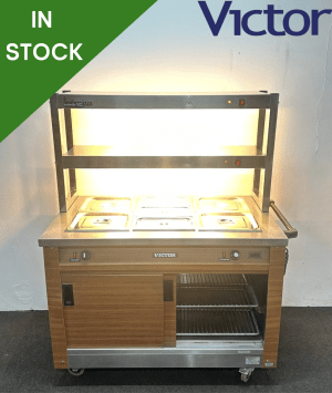 Used Victor 3 x 1/1 GN Dry Heat Bain Marie & Hot Cupboard On Wheels, With New Double Heated Overgantry - 13 Amp Plug In & Go!