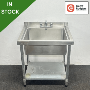 Used 750mm Stainless Steel Single Bowl Sink, With Undershelf - Includes Taps!