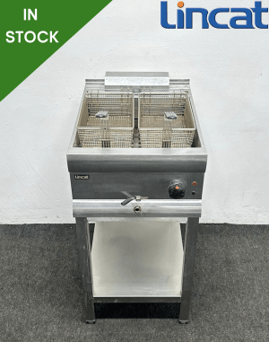 Used Lincat Single Tank Twin Basket Fryer, On Stand With Undershelf - 3 Phase Electric