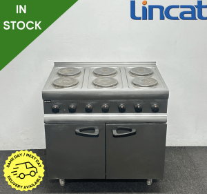 Used Lincat 900mm Stainless Steel 6 Ring Cooker With Oven - 3 Phase Electric