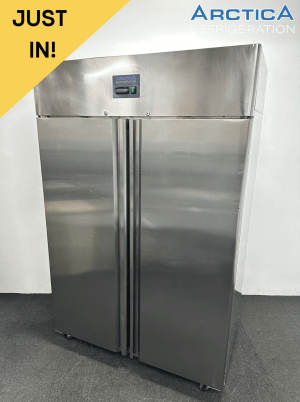 Used Arctica 1240L Double Door Upright Stainless Steel Fridge, On Wheels