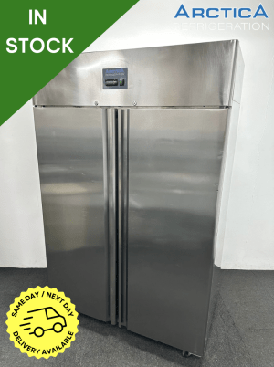 Used Arctica 1240L Double Door Upright Stainless Steel Fridge, On Wheels