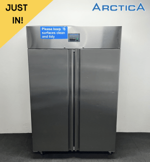 Used Arctica 1240L Double Door Upright Stainless Steel Fridge, On Wheels