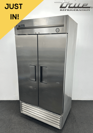 Used True 991 Litre Stainless Steel Upright Double Door Fridge, On Wheels