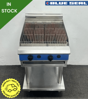 Used Blue Seal 600mm Chargrill On Stainless Steel Stand - Natural Gas