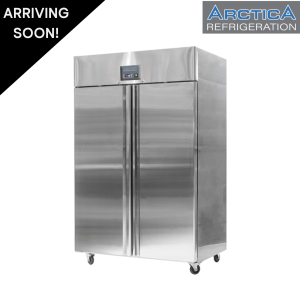 Used Arctica 1240L Double Door Upright Stainless Steel Fridge, On Wheels