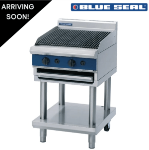 Used Blue Seal 600mm Chargrill On Stainless Steel Stand - Natural Gas