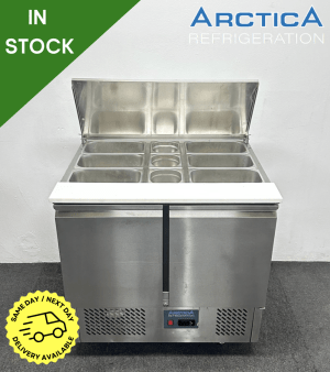 Used Arctica Two Door Saladette Fridge - Includes G/N Containers!